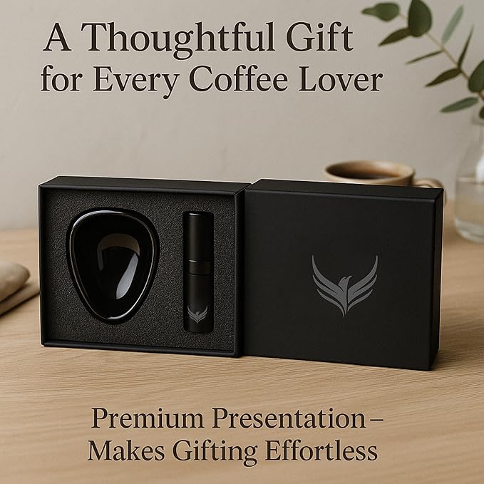 KNODOS Coffee Bean Dosing Cup and RDT Sprayer Gift Set Coffee Bar Accessories Ceramic Dosing Vessel/Single Dose Measuring Tray Kit