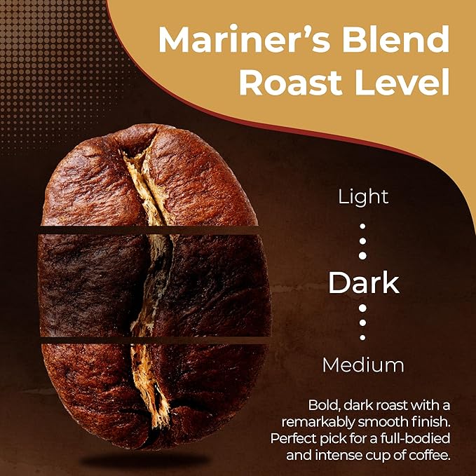 Warpath Coffee Dark Roast Whole Bean Coffee, Mariner's Blend, High Caffeine, Extra Strong Roasted 100% Arabica Coffee Beans Whole, Rich Aroma, Full-Bodied Intense Cup, Created by Navy SEALs, 2lb