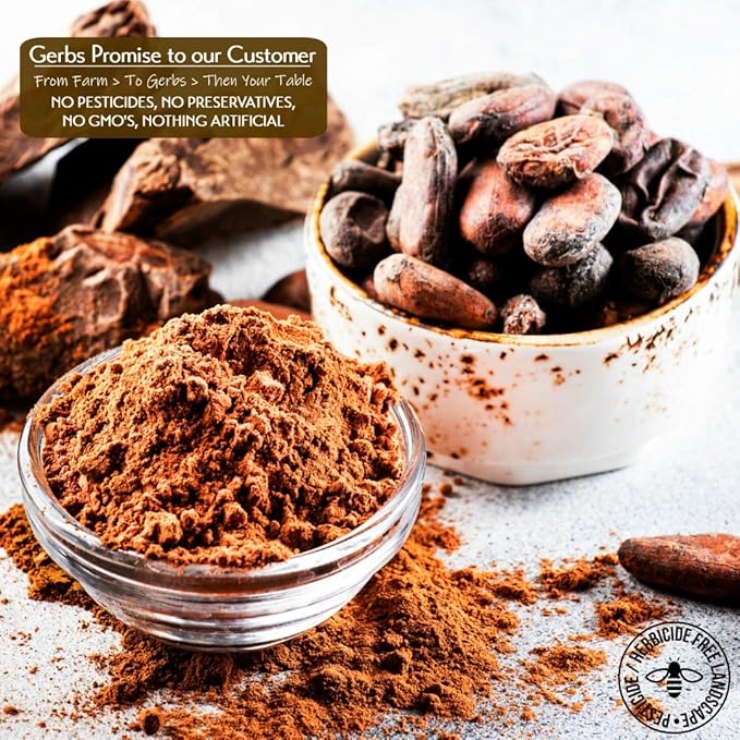 Gerbs Dutch Cocoa Powder 2 lbs. | 22-24% Cocoa Butter Fat, Resealable Bag | Rich, Smooth Dutch Process | Top 14 Allergen-Free