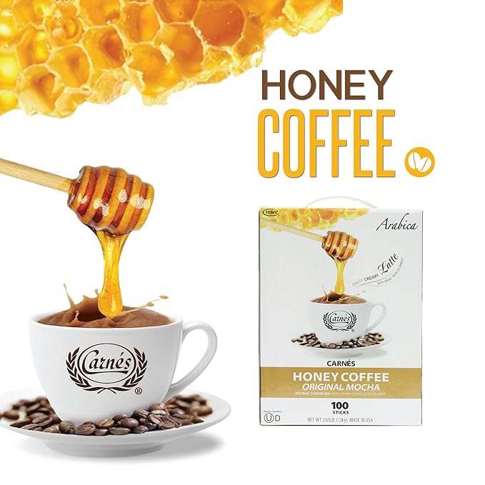 CARNES Premium Instant Coffee Mix with Honey Powder (Original Mocha, 100 Count)