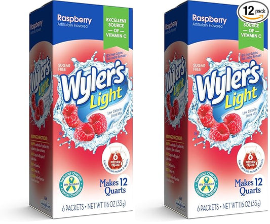 Wyler's Light Pitcher Packs, Water Drink Mix,Raspberry,6 Pitcher Packets (Pack of 2)
