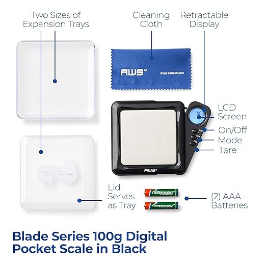 American Weigh Scales 100g x 0.01g Digital Pocket Weight Scale | High Precision Digital Gram Scale 0.01g Accuracy Pocket Scales LCD Display Grams Ounces, Powder, Ideal for Kitchen Lab Jeweller Coins