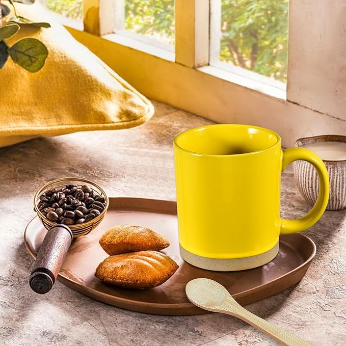 Coffee Mugs, 15 oz Mug Set of 4, Large Stoneware Coffee Mugs for Latte, Hot Tea, Cocoa, Milk, Juice, Modern Coffee Cups Boho Unique Style for Any Kitchen, Suitable for Housewarming Gift, Multi-color