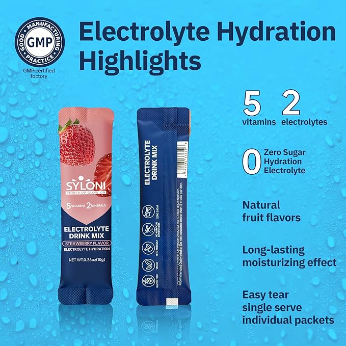 Electrolytes Powder Packets, Strawberry(0.36 oz*20 Sticks), Sugar Free Hydration Packets Electrolyte Drink Mix with 7 Vitamins and Electrolytes, Keto Friendly, Vegan, Gluten Free