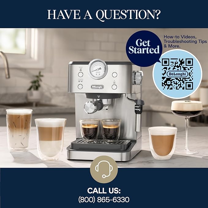 De’Longhi Classic Espresso Machine with Milk Frother, 15-Bar Pump & Temperature Control - Barista Coffee Maker Kit for Espresso, Latte, Cappuccino & Iced
