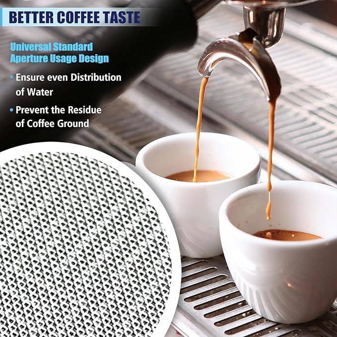 2pcs Espresso Puck Screen 1.7mm Thickness Reusable Barista Stainless Steel Coffee Filter Mesh Plate for Coffee Portafilter Filter Basket (51mm, 150μm)