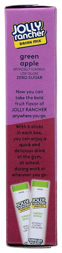 Jolly Rancher Singles-To-Go Sugar Free Green Apple Drink Mix, 6-ct (Pack of 6)