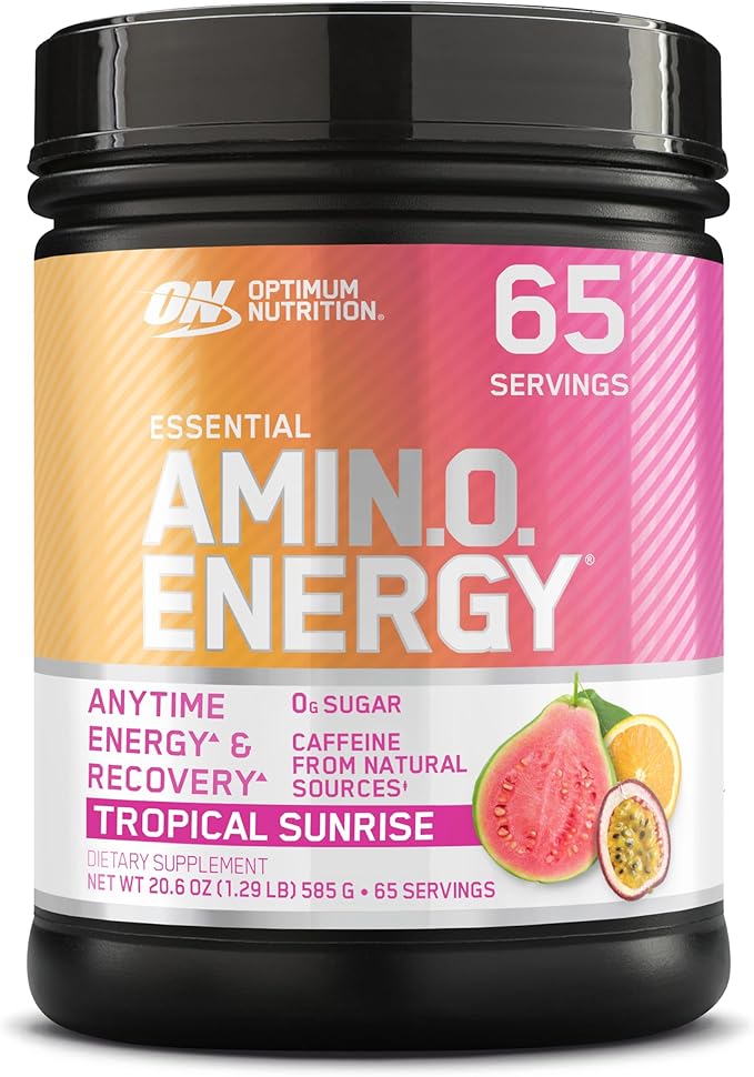 Optimum Nutrition Amino Energy - Pre Workout with Green Tea, BCAA, Amino Acids, Keto Friendly, Green Coffee Extract, Energy Powder - Tropical Sunrise, 20.6 Ounce, 65 Servings (Packaging May Vary)