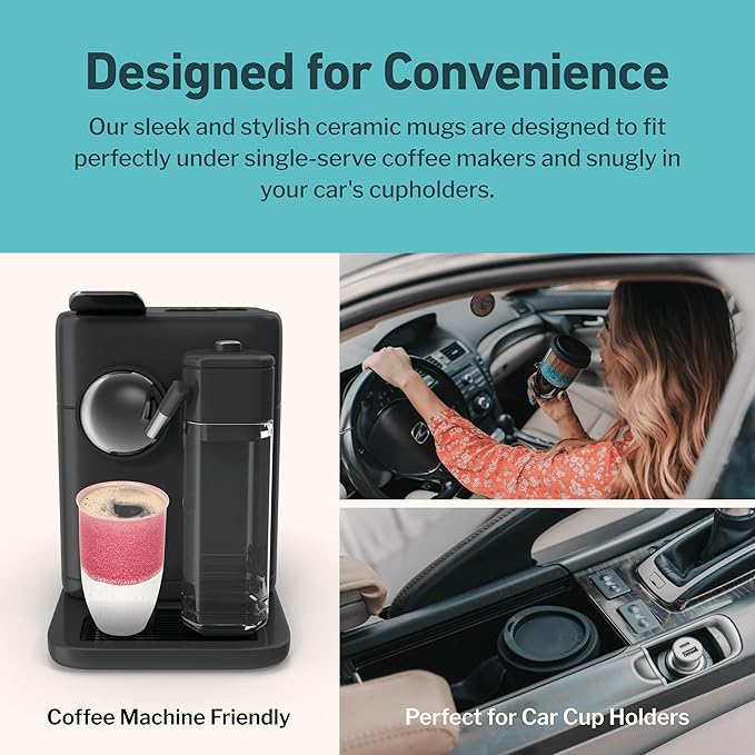 NOVA CERAMICS Travel Mugs - Ceramic Tumbler With Lid – Ceramic Travel Mug To Go Cup – Microwave & Dishwasher Safe Ceramic Coffee Tumbler - Gifts For Women Men Him Her – 12oz – Coral Pink
