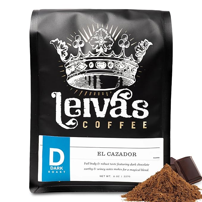 Leiva’s Dark Roast Ground Coffee (8 Oz) - Roasted to Order, Micro-Lot Guatemalan Beans - El Cazador Coffee Grounds w/Vanilla, Blueberries & Chocolate Notes - Earthy, Winey Low Acidity Roast