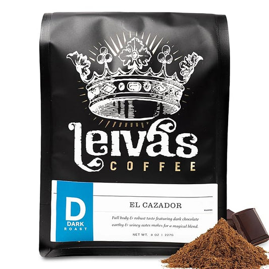 Leiva’s Dark Roast Ground Coffee (8 Oz) - Roasted to Order, Micro-Lot Guatemalan Beans - El Cazador Coffee Grounds w/Vanilla, Blueberries & Chocolate Notes - Earthy, Winey Low Acidity Roast