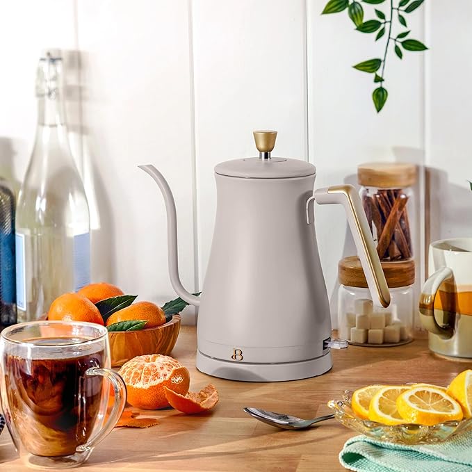 1-Liter Electric Gooseneck Kettle, 1200W Fast Heating Pour Over Coffee and Tea Kettle with Precise Spout (Porcini Taupe)