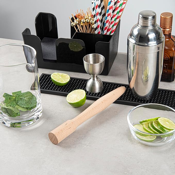 Restaurantware Bar Lux 9.75 Inch Cocktail Muddler 1 Break-Resistant Drink Muddler - Streamlined Design Durable Natural Wood Bar Muddler Crush Herbs Spices And Berries