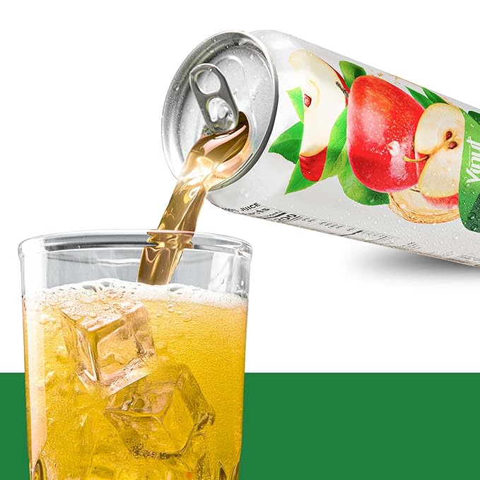 VINUT 100% Apple Juice, No Added Sugar, Not From Concentrate, 16.9 fl oz (500 mL) Can, Pack of 12