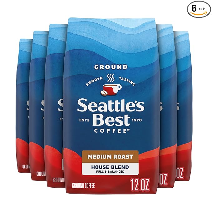 Seattle's Best Coffee House Blend Medium Roast Ground Coffee | 12 Ounce Bags (Pack of 6)
