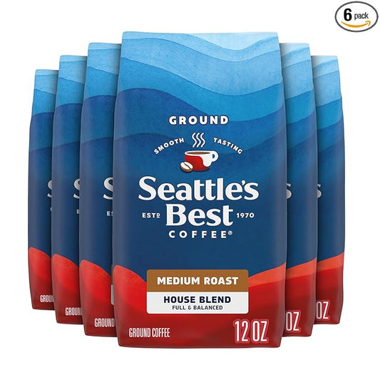Seattle's Best Coffee House Blend Medium Roast Ground Coffee | 12 Ounce Bags (Pack of 6)