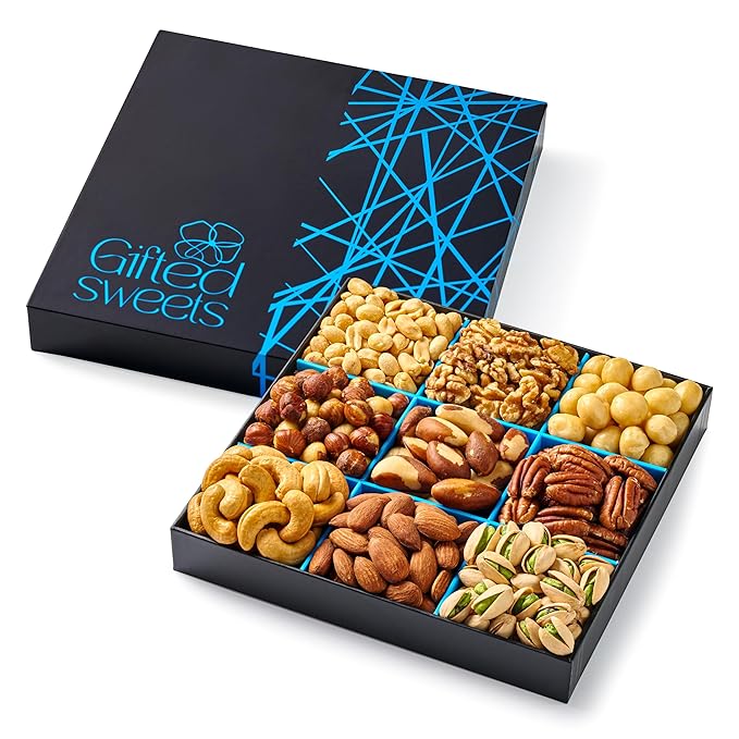 Nuts Gift Basket - Freshly Roasted And Natural Mixed Nut Gift Box - Gourmet Healthy Food Gift for Men/Women - Gourmet Gift, Healthy Gourmet Snack Box for Birthday, Thank You, Congratulations, Corporate, Get Well Soon, Care Package
