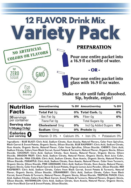 Drink Mix - 2GO (All NATURAL Variety - 12 Flavor)