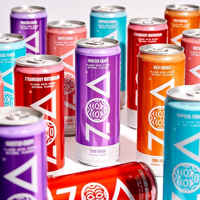 ZOA Zero Sugar Energy Drinks, Wild Orange - Sugar Free with Electrolytes, Healthy Vitamin C, Amino Acids, Essential B-Vitamins, and Caffeine from Green Tea - 12 Fl Oz (12-Pack)