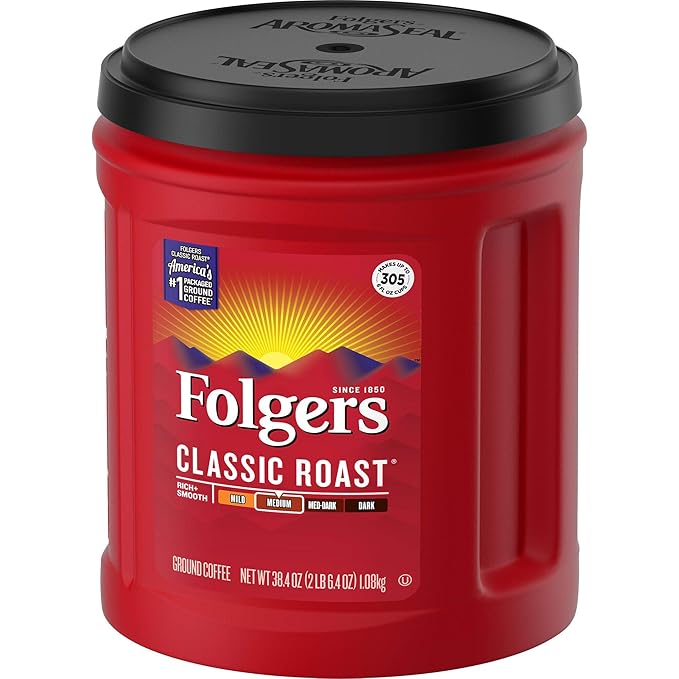 Folgers Classic Roast Medium Roast Ground Coffee, 38.4 Ounces