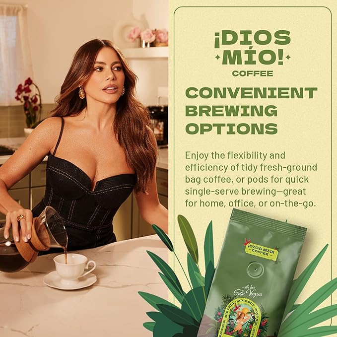Dios Mio Coffee by Sofia Vergara, Medium Roast, Ground Premium Colombian Coffee, 12 Ounce Bag