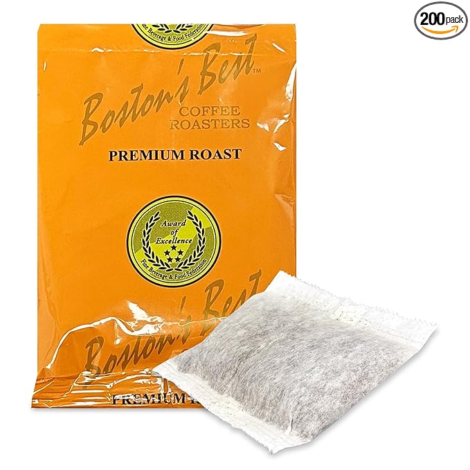 Boston’s Best - In-Room Premium Roast Regular Ground Coffee Filter Portion Packets, Brewed Drinks, Pack of 200 (.664 oz. per packet), Use with 4-Cup Drip Coffee Machine