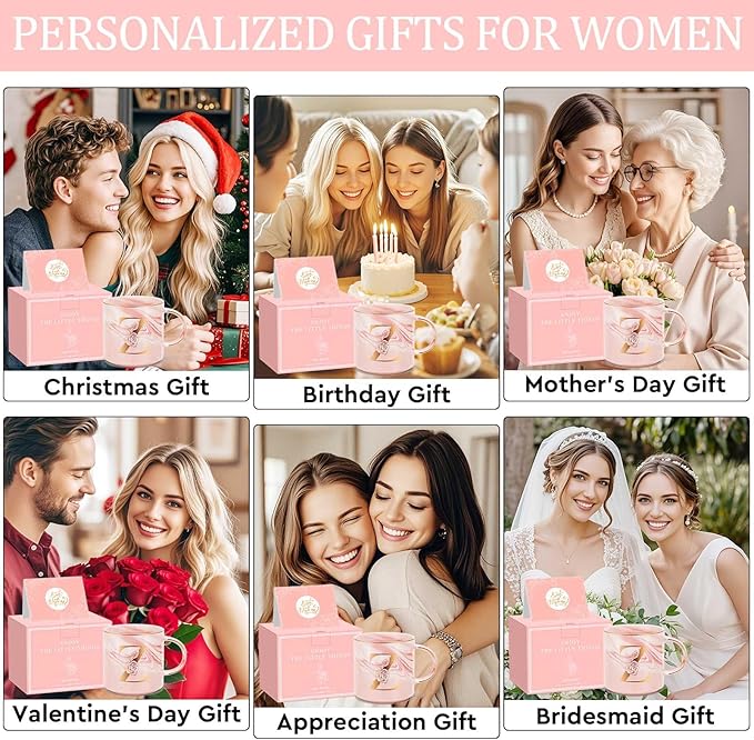 Valentines Day Gifts for Her, Anniversary Birthday Galentines Gifts for Women Mom Grandma Friend Sister Wife Teacher Coworker, Personalized Initial Customized Gift Monogrammed A-Z Coffee Mug 12 OZ(Z)