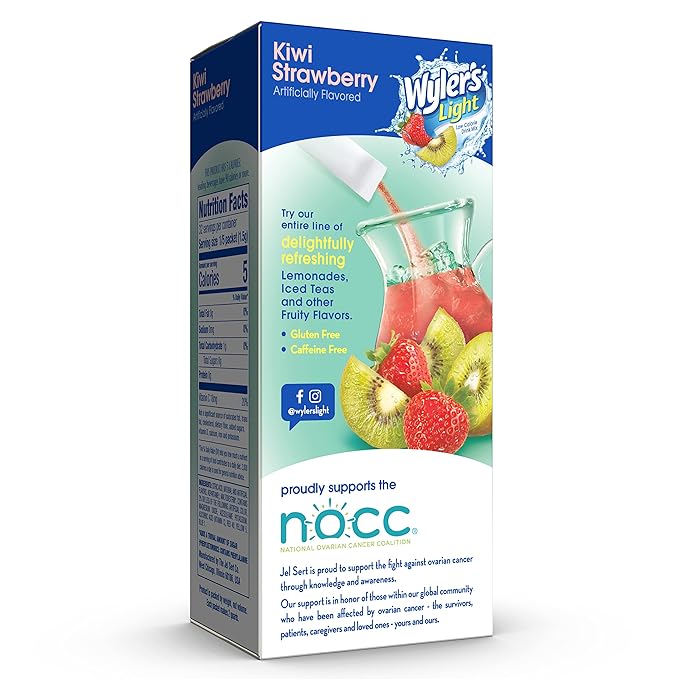 Wyler's Light Pitcher Packs, Water Drink Mix, Kiwi Strawberry, 6 Boxes (36 Pitcher Packets)