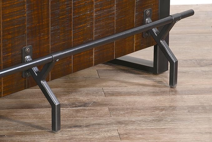 55 - Inch Homestead Bar, W/Open Storage&&Metal framing &Metal Foot Rail (Tobacco Leaf Finish)