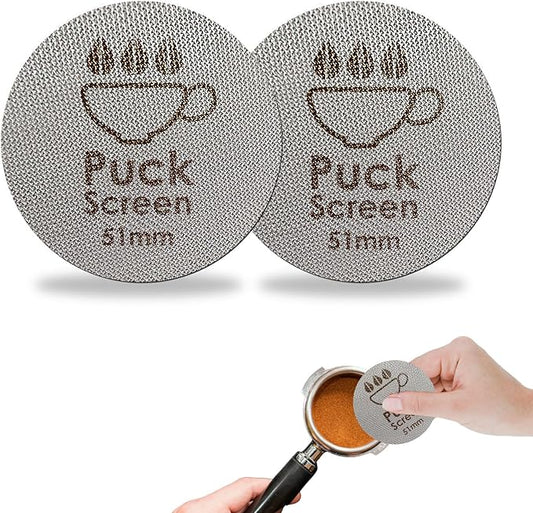 51mm Puck Screen- 2 PCS Coffee Puck Screen for 51mm Portafilter, Stainless Steel Espresso Puck Screen 1.7mm Thickness 150μm, Reusable Portafilter Puck Screen Barista Accessories