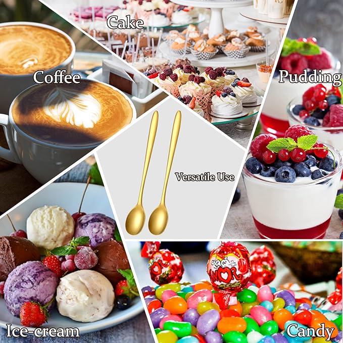 100 Pcs Demitasse Espresso Spoons Stainless Steel Bulk, 4.33'' Small Mini Coffee Tasting Dessert Spoons for Kitchen Dessert, Tea, Appetizer, 1.18'' Wide(Classic Style,Gold)