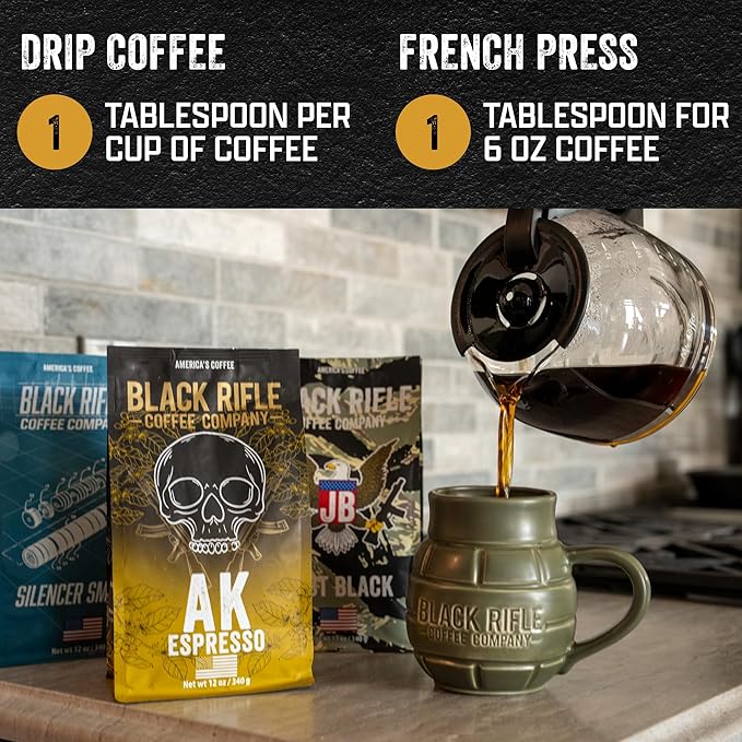 Black Rifle Coffee Company AK-47 Espresso Blend – Medium Roast Ground Coffee, 5 lb Bag