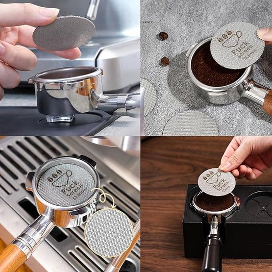 58.5mm Puck Screen - 2 PCS Coffee Puck Screen for 58.5mm Portafilter, Stainless Steel Espresso Puck Screen 1.7mm Thickness 150μm, Reusable Portafilter Puck Screen Barista Accessories