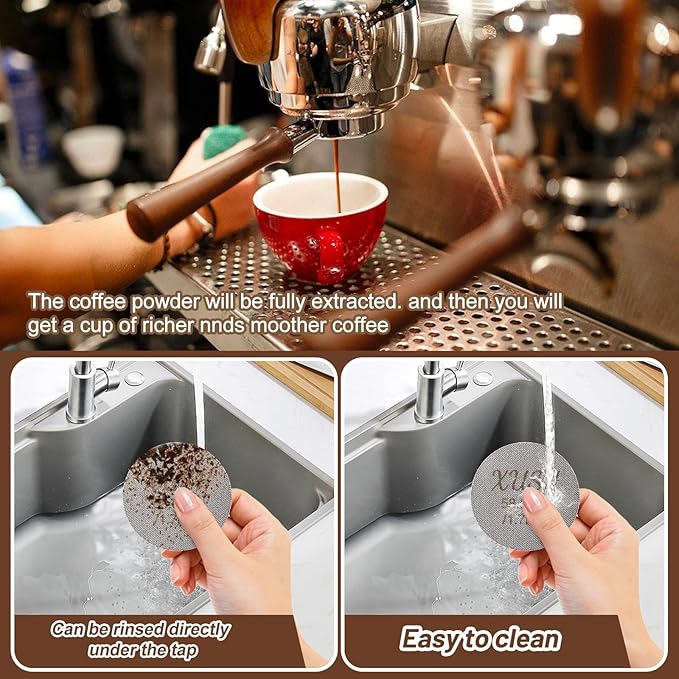 Espresso Puck Screen for 58.5mm or 58mm 2Pcs, 1.7mm Thickness Espresso Filter Screen - 150μm Filter Mesh Made With 316 Stainless Steel, Professional Barista Tool for Espresso Portafilter Filter Basket
