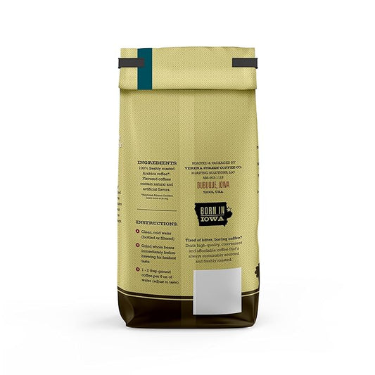 Verena Street 12 Ounce Whole Bean Coffee, Medium Roast, Julien's Breakfast Blend, Rainforest Alliance Certified Arabica Coffee