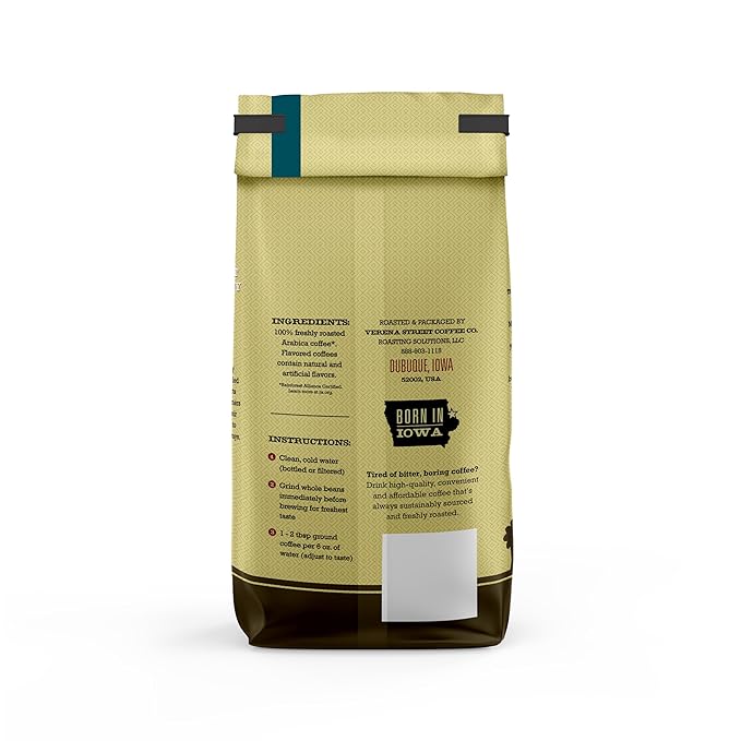 Verena Street 11 Ounce Whole Bean Coffee, Dark Roast, 100% Sumatra, Rainforest Alliance Certified Arabica Coffee