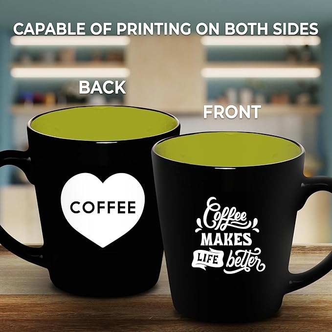 DISCOUNT PROMOS Ceramic Coffee Latte Mugs 12 oz. Set of 10, Bulk Pack - Perfect for Coffee, Tea, Espresso, Hot Cocoa, Other Beverages - Lime Green
