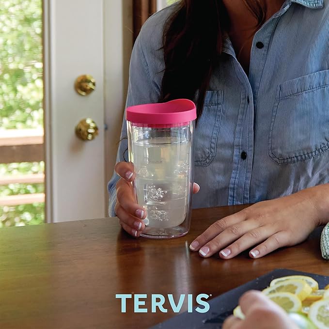 Tervis Clear & Colorful Tabletop Made in USA Double Walled Insulated Tumbler Travel Cup Keeps Drinks Cold & Hot, 16oz, Elderberry Wild