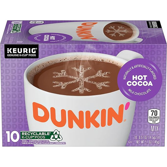 Dunkin' Milk Chocolate Hot Cocoa, 10 Keurig K-Cup Pods