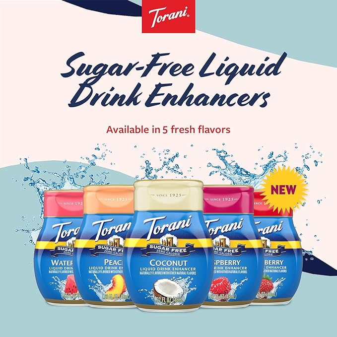 Torani Sugar Free Coconut Liquid Drink Enhancer, Water Flavoring 2-Pack, 1.62 Oz Ea
