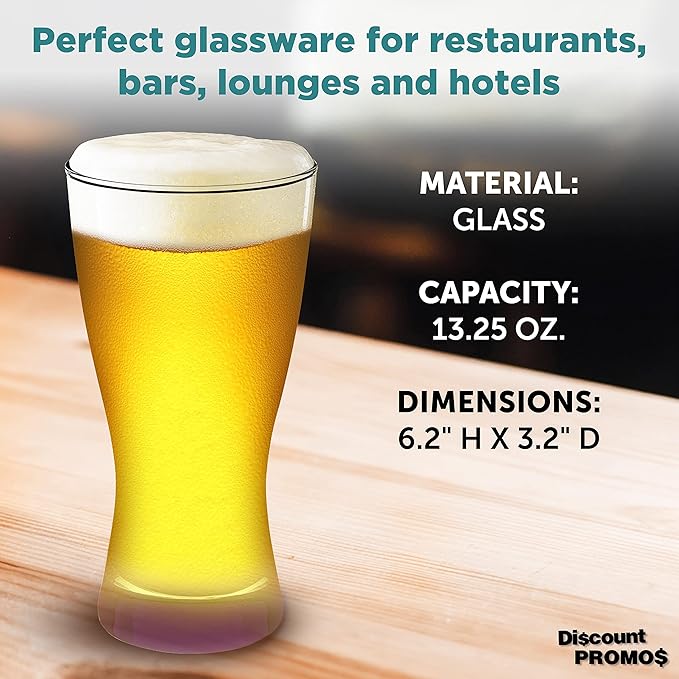 DISCOUNT PROMOS Pilsner Glasses 13.25 oz. Set of 12, Bulk Pack - Made in the USA, Perfect for Hotels, Restaurants, Bars and Even Party Favors - Purple