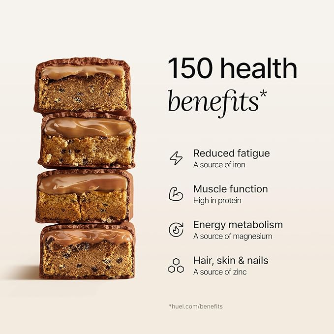 Huel Complete Nutrition Vegan Protein Bars | Cookie Dough | 13g Protein | 27 Vitamins & Minerals, 2g Sugar, Non-GMO, 100% Plant Based Snack | 12 Pack