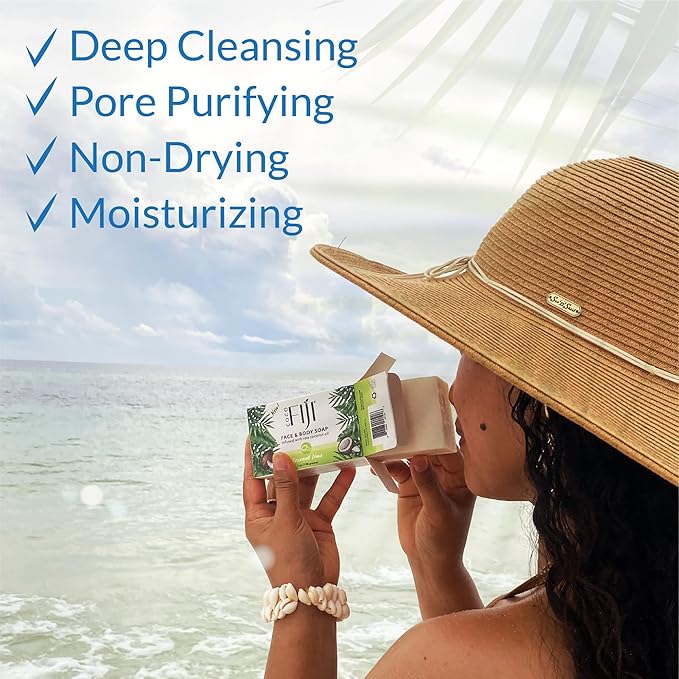 Coco Fiji Soap Bar for Face and Body Infused With Organic Coconut Oil, Fragrance Free, Essential Oil, Natural Soap for Moisturizing & Pore Purifying Skin, 7 oz,Pack of 12