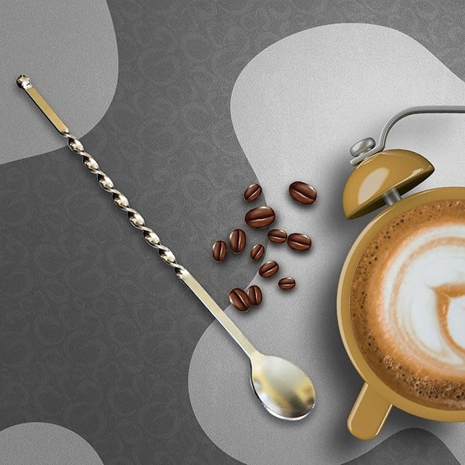 Rattleware Elegant Swirl Stem Bar Twist 11.5" Stirrer/Spoon - Commercial Grade Stainless Steel, Ideal for Drink & Coffee Enthusiasts, Perfect for Home & Commercial Use