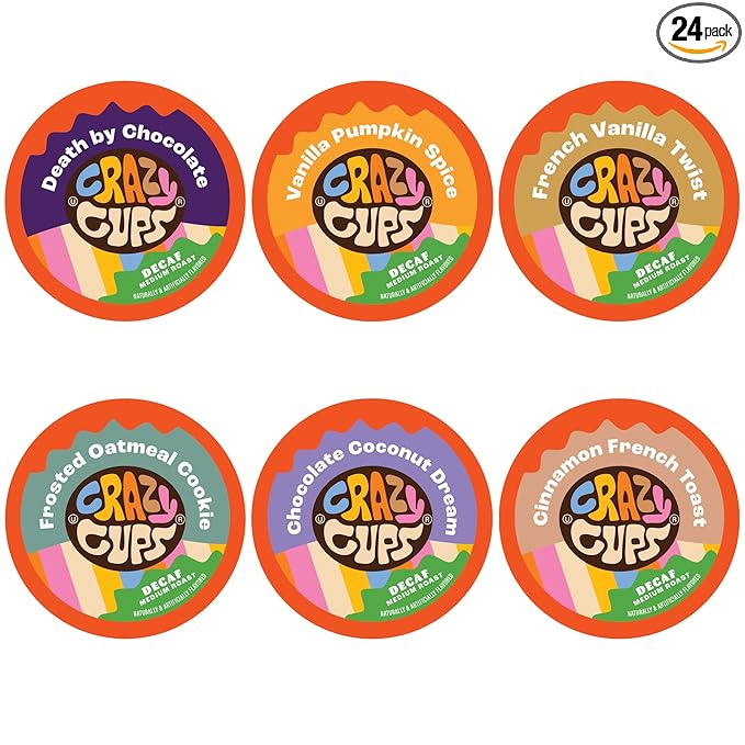 Crazy Cups Decaf Flavored Coffee Variety Pack 24 Count for Keurig Brewers