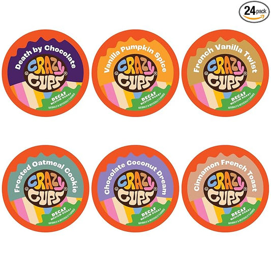 Crazy Cups Decaf Flavored Coffee Variety Pack 24 Count for Keurig Brewers