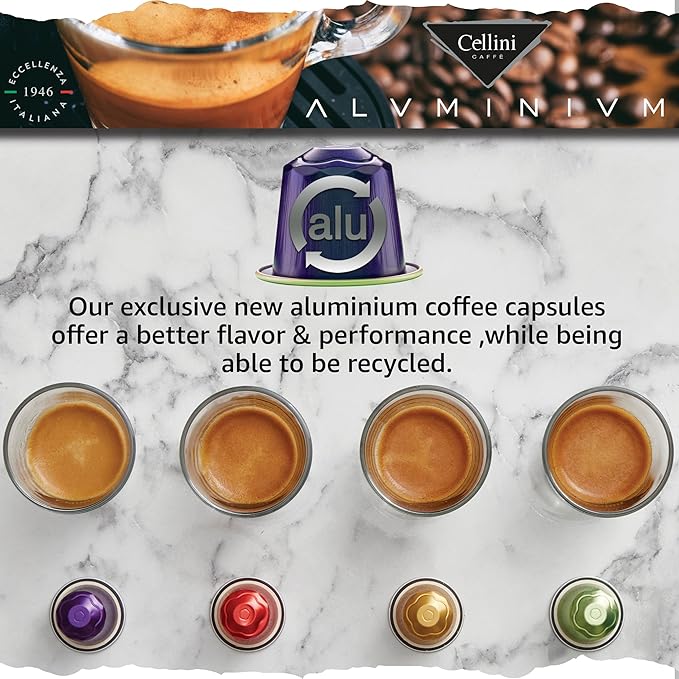 Cellini Caffè Melodico Aluminum Nespresso Pods, 120 Count, Dark Roast Coffee Capsules, 100% Nespresso Original Machine Compatible, Strong