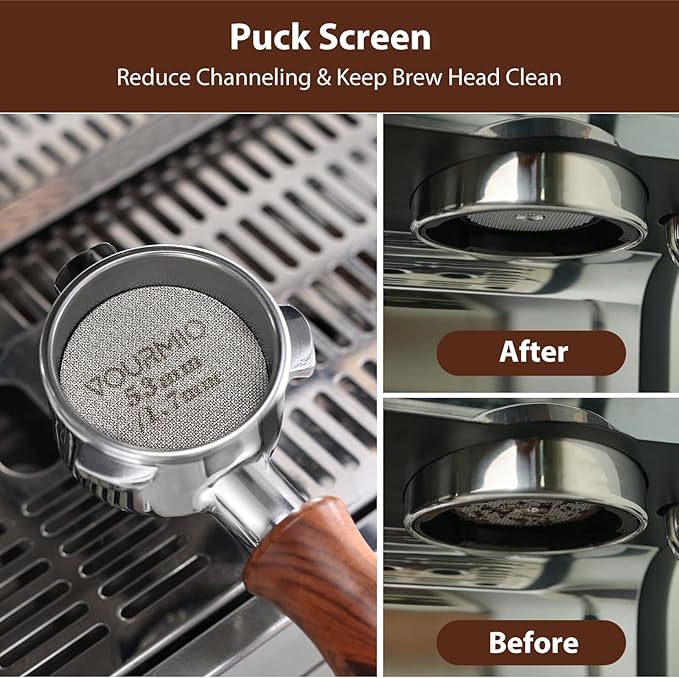 VOURMIO 54mm Bottomless Portafilter - Breville Compatible Naked Portafilter, Rosewood Handle & 18-20g Filter Basket & Puck Screen Included, Fits Barista Express, Pro, Touch, Bambino Plus, Infuser