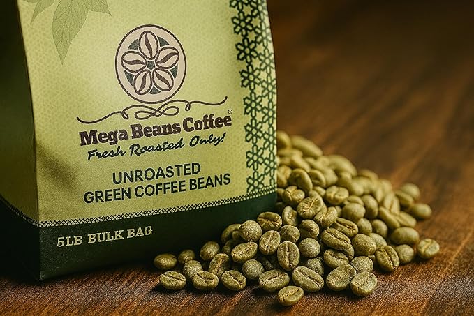 Unroasted Green Coffee Beans, Mega Beans Coffee, Specialty Grade Green Coffee Beans. (5 LB, Nicaragua)