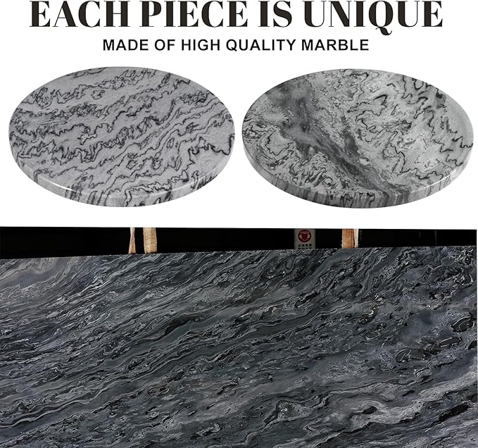 Natural Marble Tray, 11.8in Serving Tray for Fruit, Round Decorative Vanity Dish for Jewelry&Key, Quality Storage Plate for Kitchen Coffee Table and Bathroom Desktop, Monte Grigio